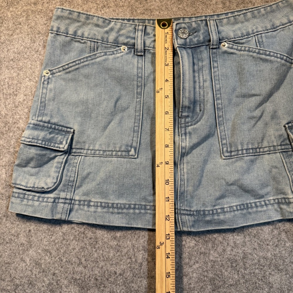J For Justify Cargo Denim Mini Skirt Medium Light Blue Utility Pockets - Picture 6 of 9